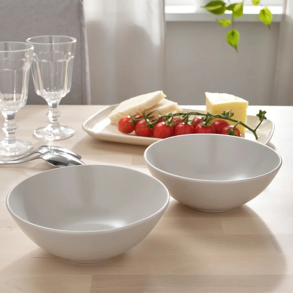 FÄRGKLAR Bowls, matte light gray, 6 ½ 